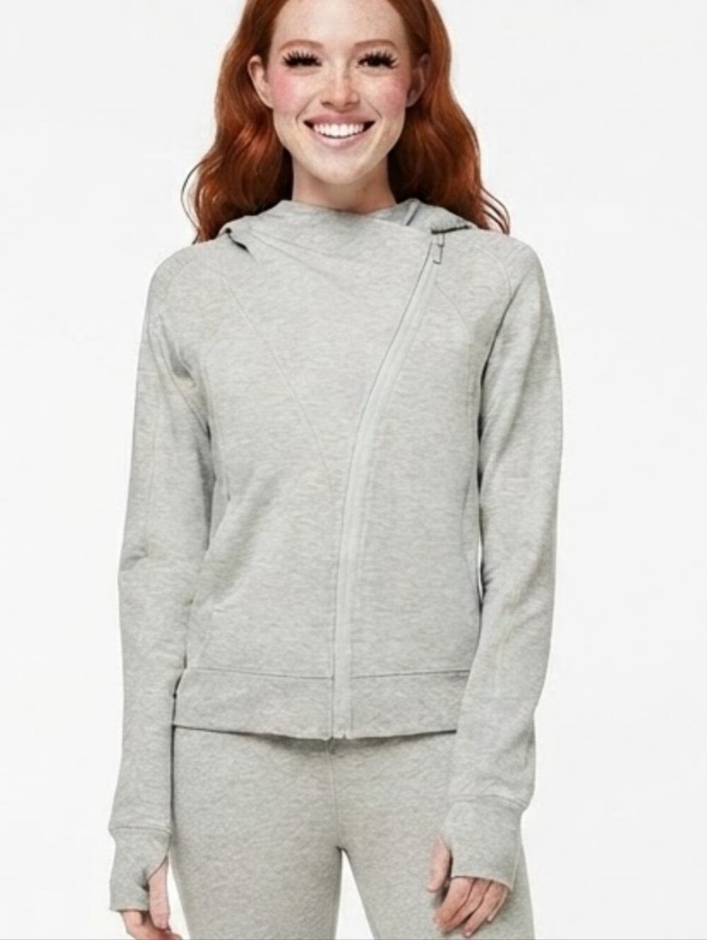 Lululemon Scuba Jacket Size 8 Asymmetrical Coast Hoodie Heathered Gray